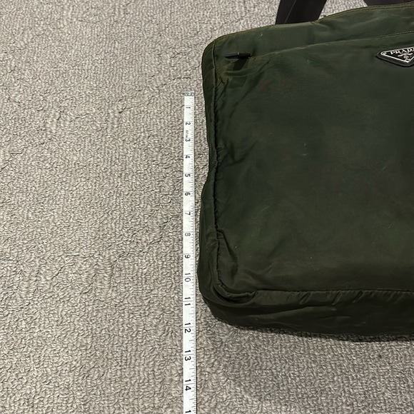 COPY - Authentic Prada Zippered Tote 12 X 14 In Dark Green & Dark Brown Straps - Picture 8 of 13